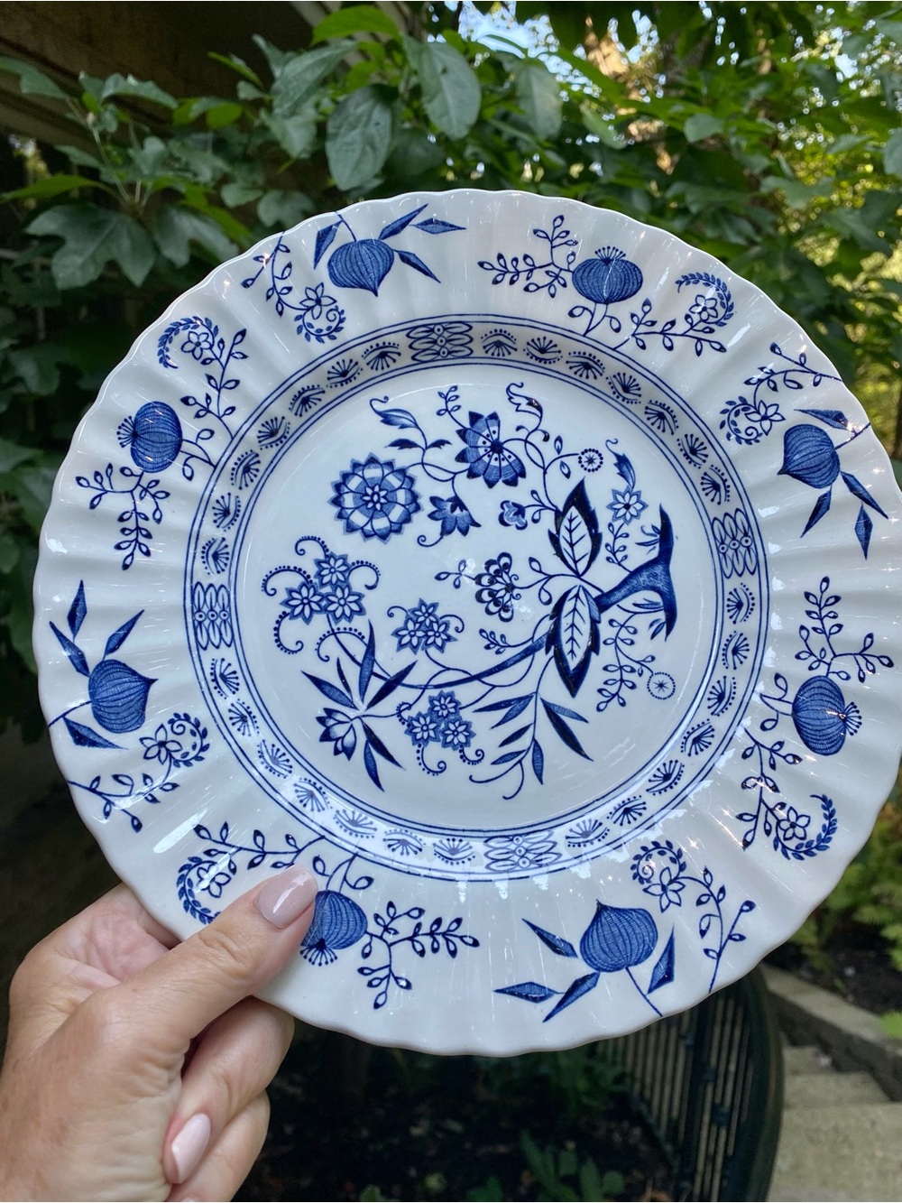 J & G Meakin Nordic Blue Onion Scalloped Blue & White Dinner Plate